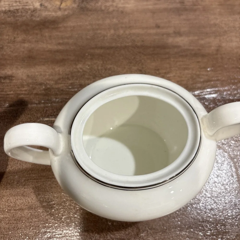 Vintage WEDGWOOD Bone China DORIC White, Silver Edged Creamer And SUGAR EXC!